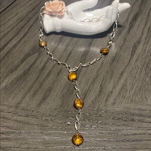 Elegant Sterling Silver and Gold Glass Bead Necklace!!